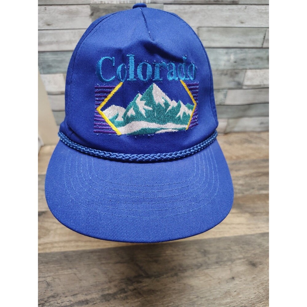 Vintage COLORADO SNAPBACK HAT Cap Headliners Mountain Blue 80s 90s Trucker
